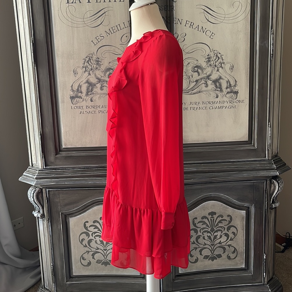 BCBG RED Ruffle DRESS - Picture 5 of 12